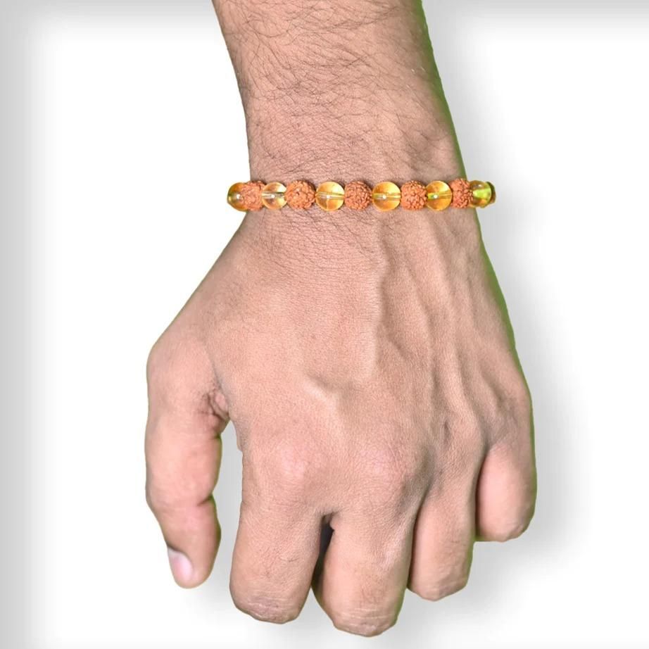 Rudraksha Citrine Crystal Bracelet for Men & Women (Pack of 2)