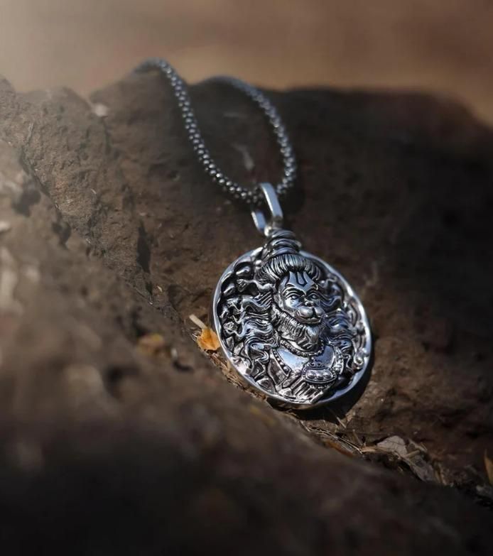 Oxidised Silver Hanuman Ji Pendant Chain – Spiritual Protection Jewelry