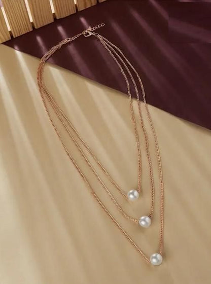 Gold Plated Pearl Layer Necklace for Women (Layered Jewelry)