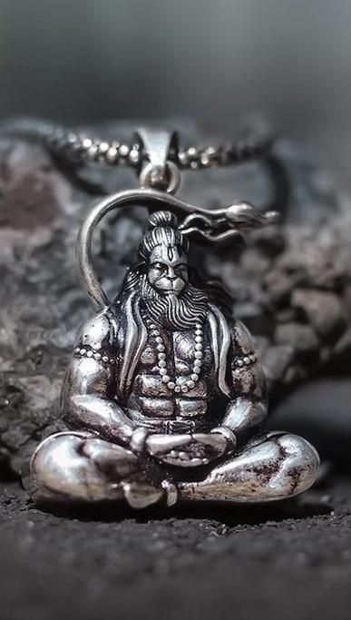 Hanuman Silver Locket with Chain for Men