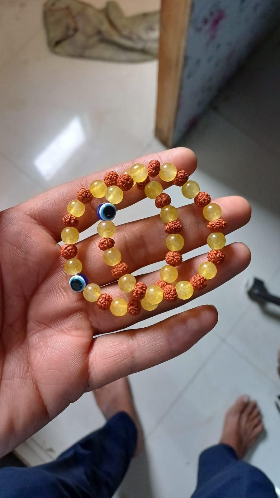 Rudraksha Citrine Crystal Bracelet for Men & Women (Pack of 2)