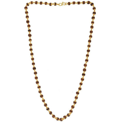 Gold-Plated Rudraksha Mala Necklace for Men & Women (Spiritual Jewelry)