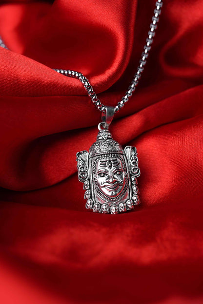 Silver Mahakal Pendant Chain – Lord Shiva Spiritual Jewelry